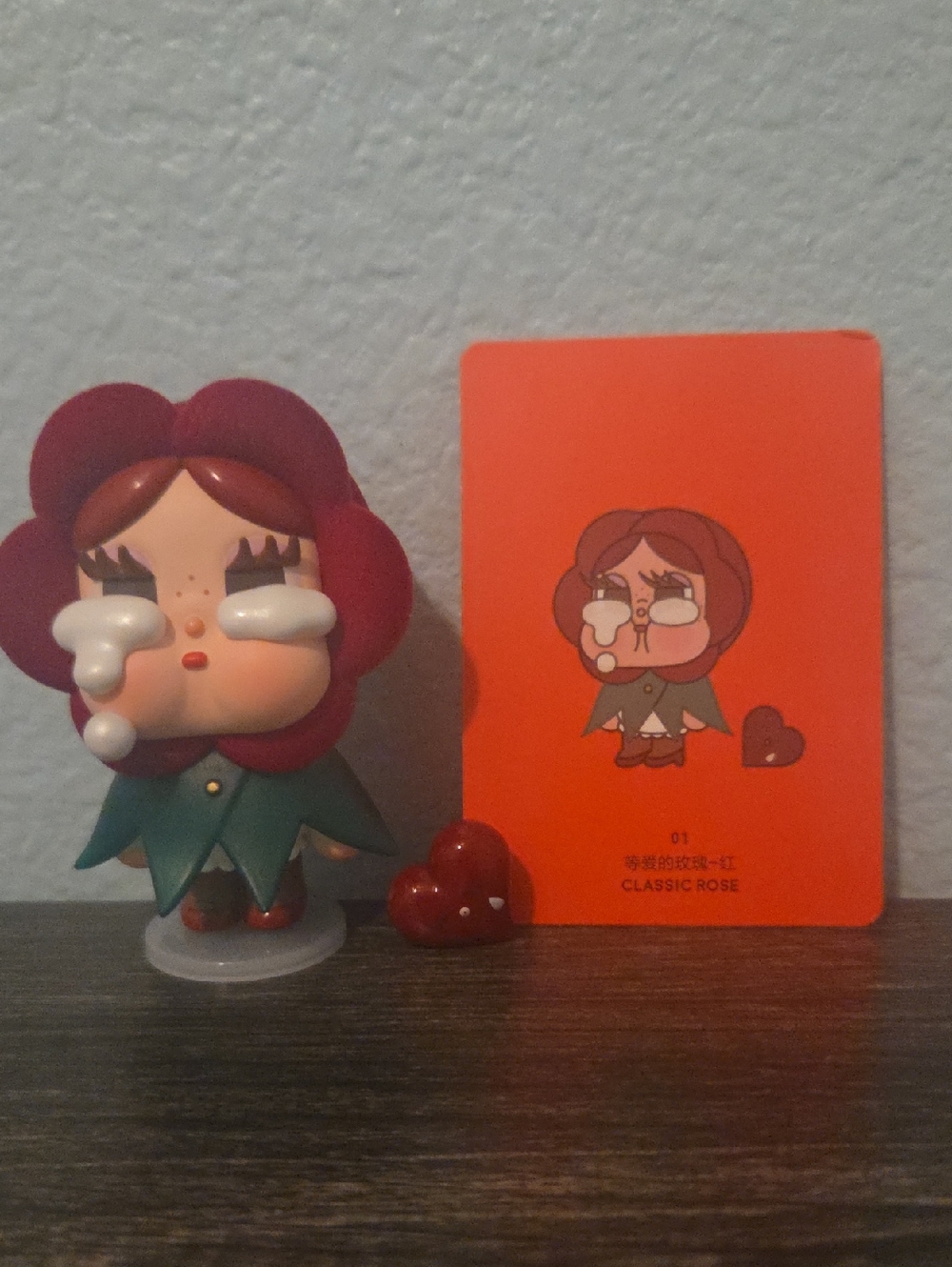 Classic Rose Figurine - Red & Green Tearful Character